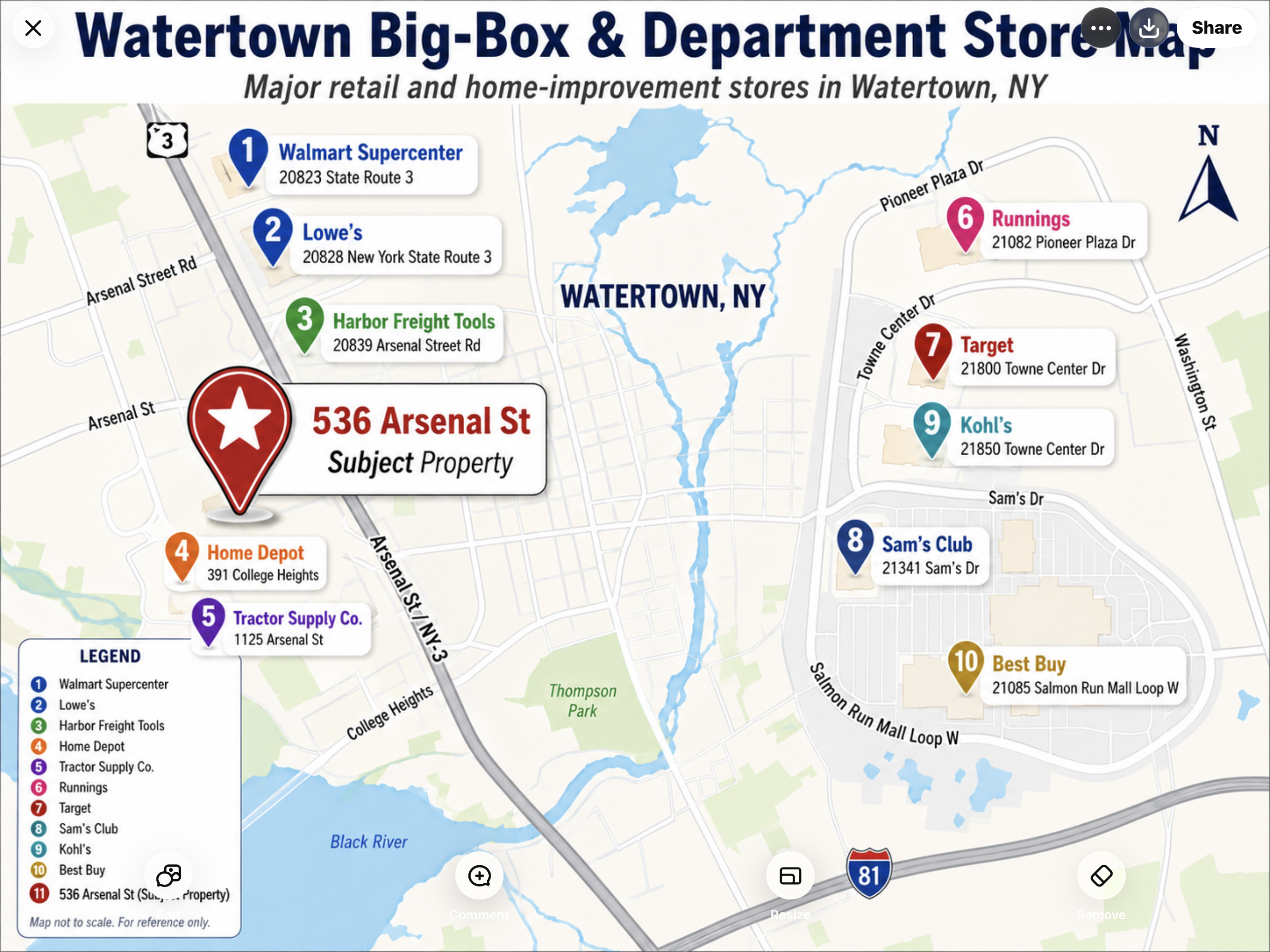 Big box stores and shopping near 536 Arsenal Street Watertown NY
